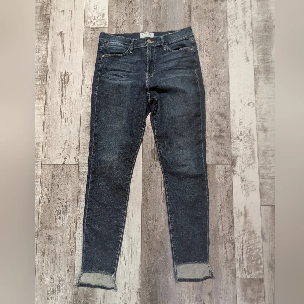 FRAME DENIM JEANS *SIZE 29* LE HIGH SKINNY‎ MEDIUM WASH RAW UNFINISHED HEM - Picture 2 of 8